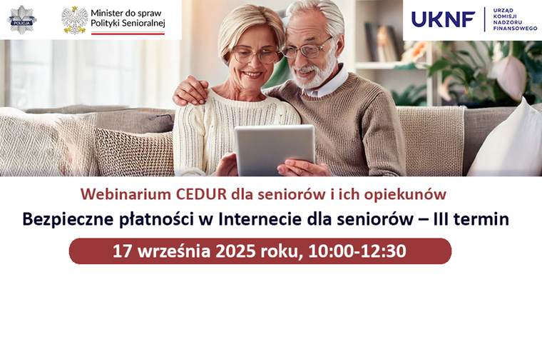 Zdjęcie do artykułu: Zaproszenie na webinarium dla seniorów oraz ich opiekunów „Bezpieczne płatności w Internecie dla seniorów – III termin”