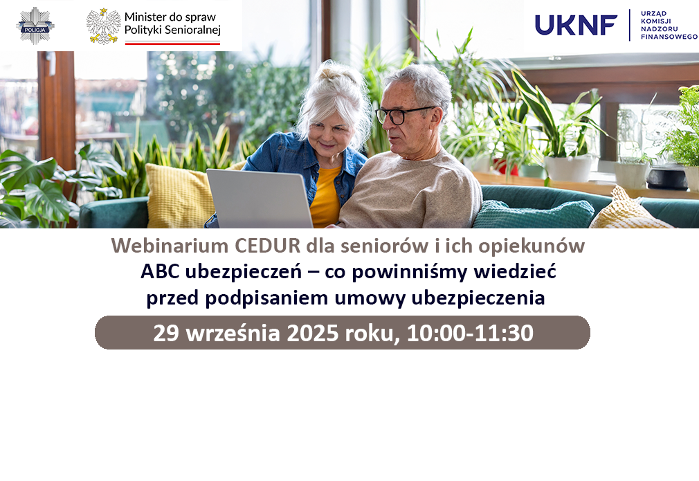 Zdjęcie do artykułu: Webinarium dla seniorów oraz ich opiekunów, z zakresu ubezpieczeń: „ABC ubezpieczeń – co powinniśmy wiedzieć przed podpisaniem umowy ubezpieczenia"